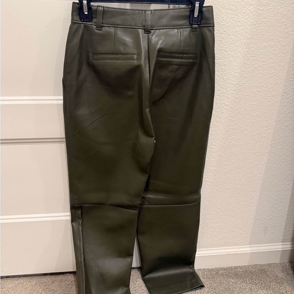 Aritzia Babaton olive faux leather pants